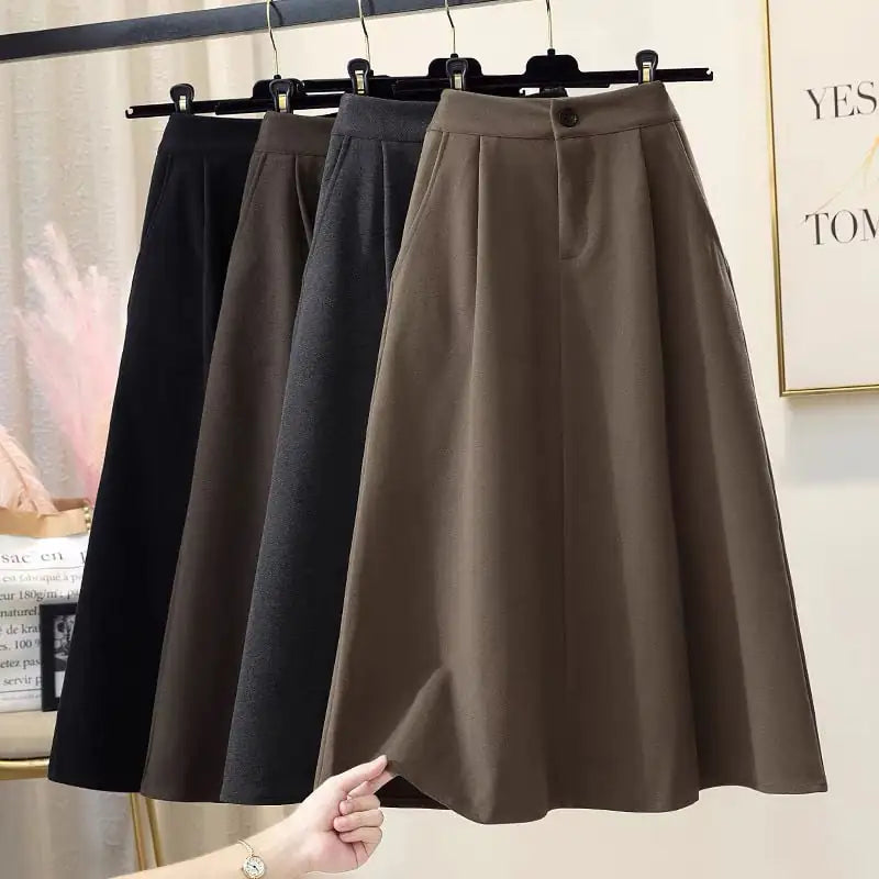 Hepburn Style Plus Size Woolen A-Line Umbrella Skirt