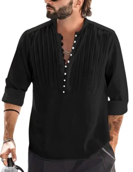 2023 Men's Casual Button-Up Cotton Linen Shirt